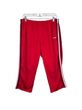 Womens Adidas Red Three-Stripe Athletic Capri Track Pants 100% Polyester Size XL